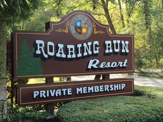 Roaring run resort private membership sign.